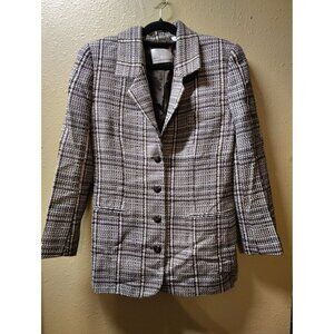 Dana Buchman  vtg wool cashmere woven plaid blazer Brown / tan women's size 6